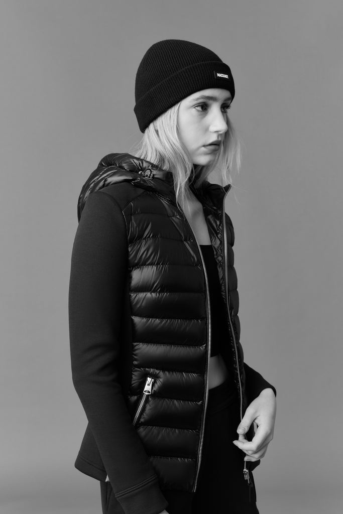 Mackage Della Ladies Mixed-Media Jacket With Tunnel Hood Black Bach&Co