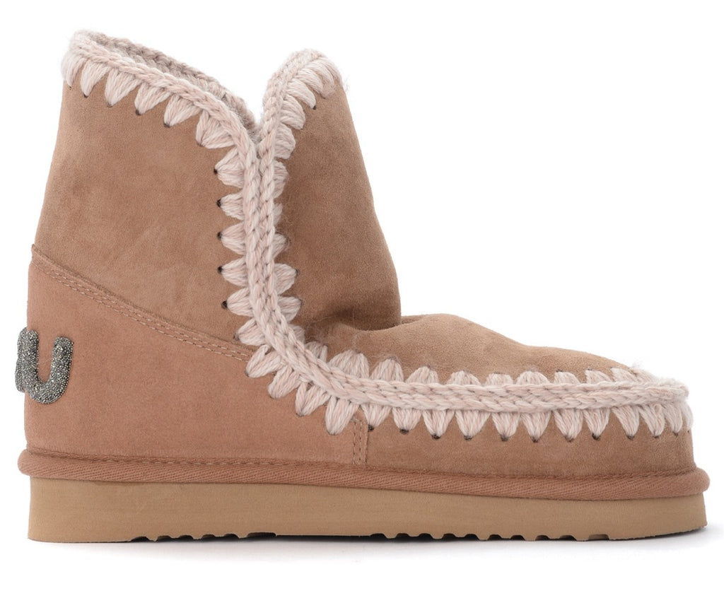 Mou Eskimo 18 ankle boots with glitter logo Pink Brown Bach&Co