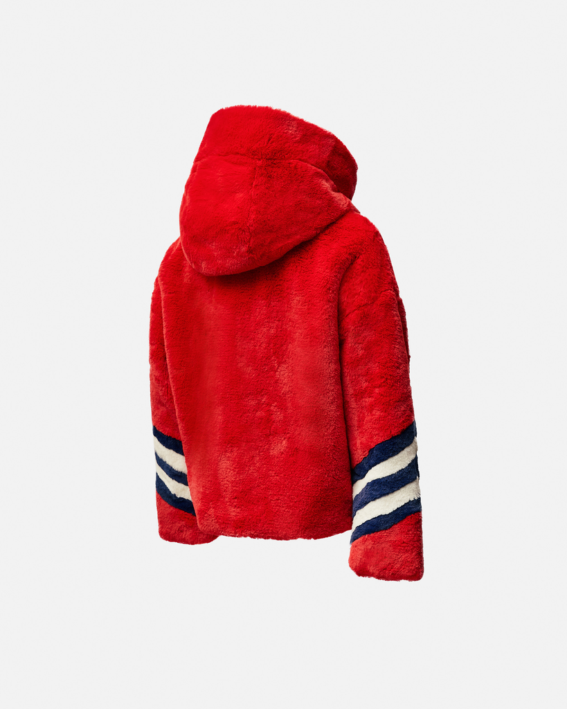Perfect Moment Noelle Faux-Fur Jacket 3D Bloko Print - Red Bach&Co