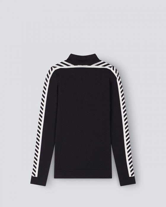 Perfect Moment Zigzag Stripe Thermal 1/2 Zip Top Black Bach&Co