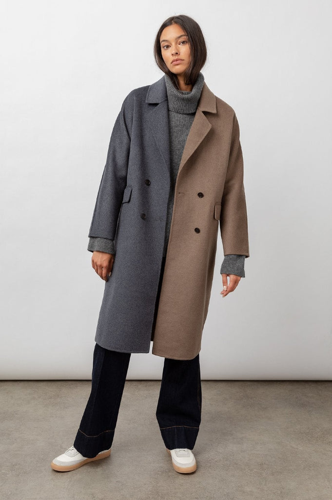 RAILS Bristol - Double Breasted Two Toned Coat Charcoal/Camel Bach&Co