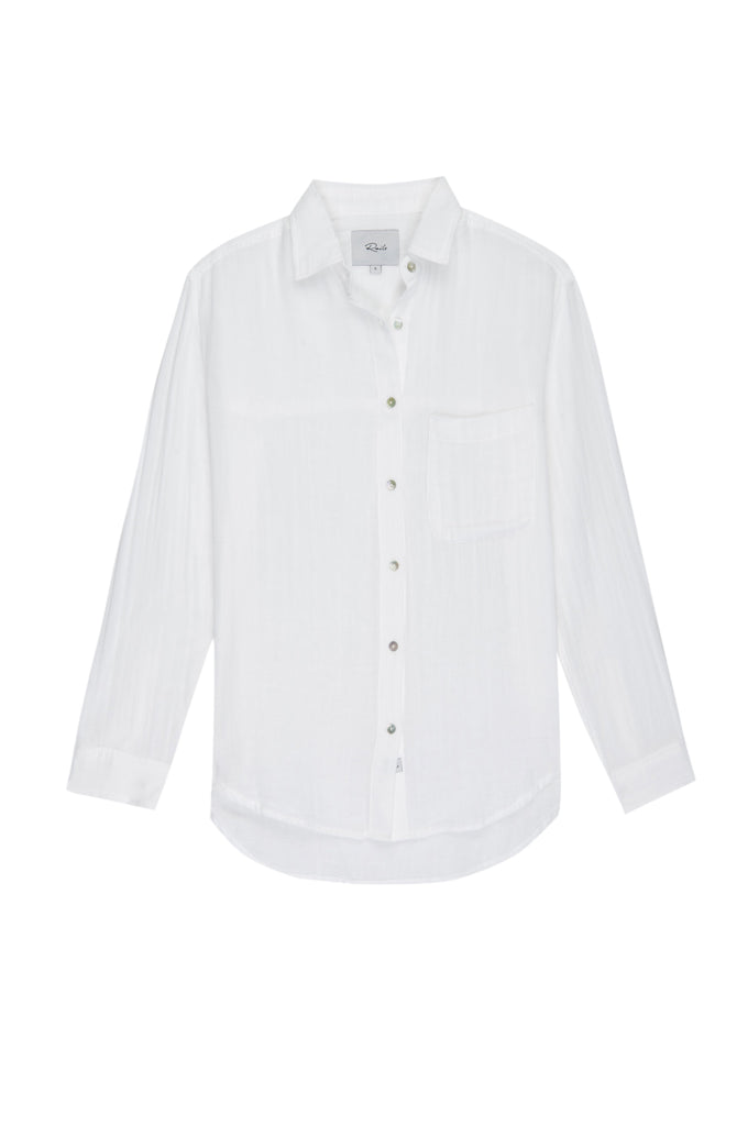 Rails Ellis Long Sleeve Button Down Shirt White abigail fashion